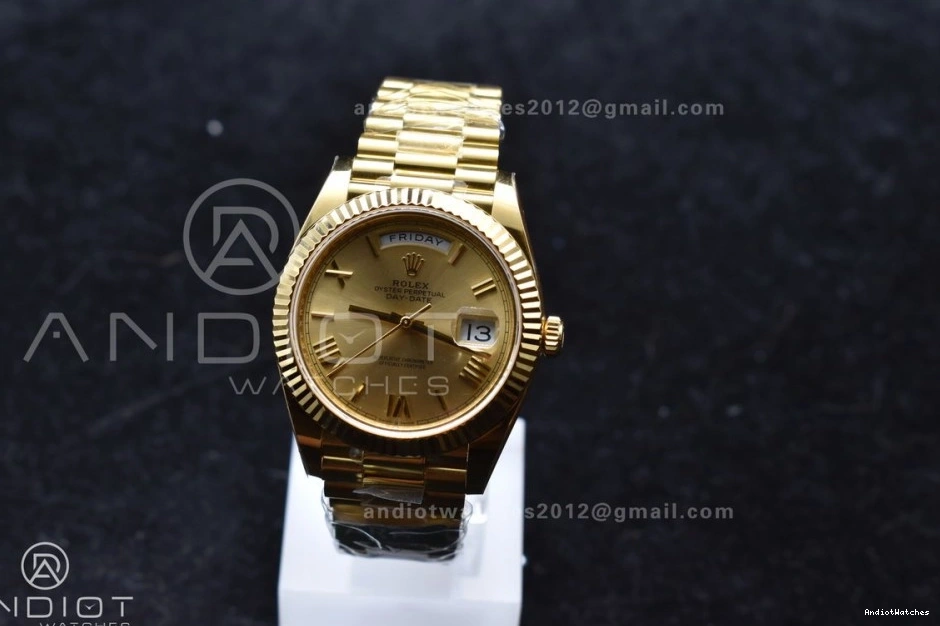 YG Bracelet 658 1:1 40 Weight) Edition Gold Dial Day VR3255 Date Best ARF (Gain Stretchable President 228238 On Roman 0523